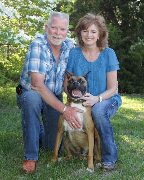 ball with husband, dog